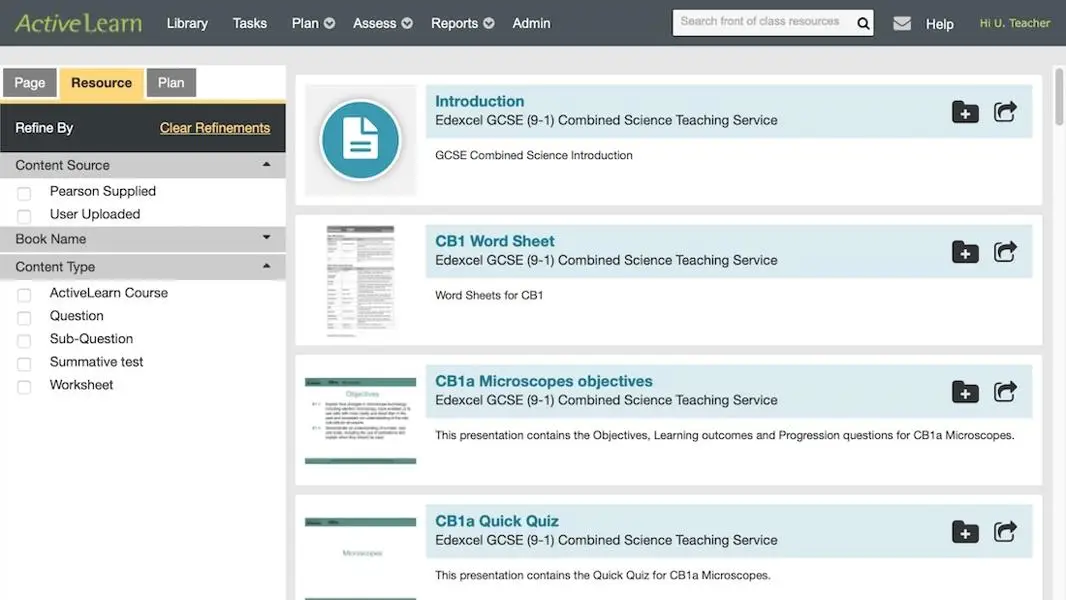 ActiveLearn Search View