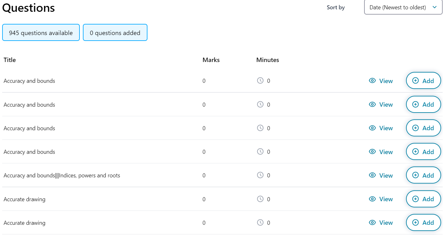 Assessment Builder add questions part 2