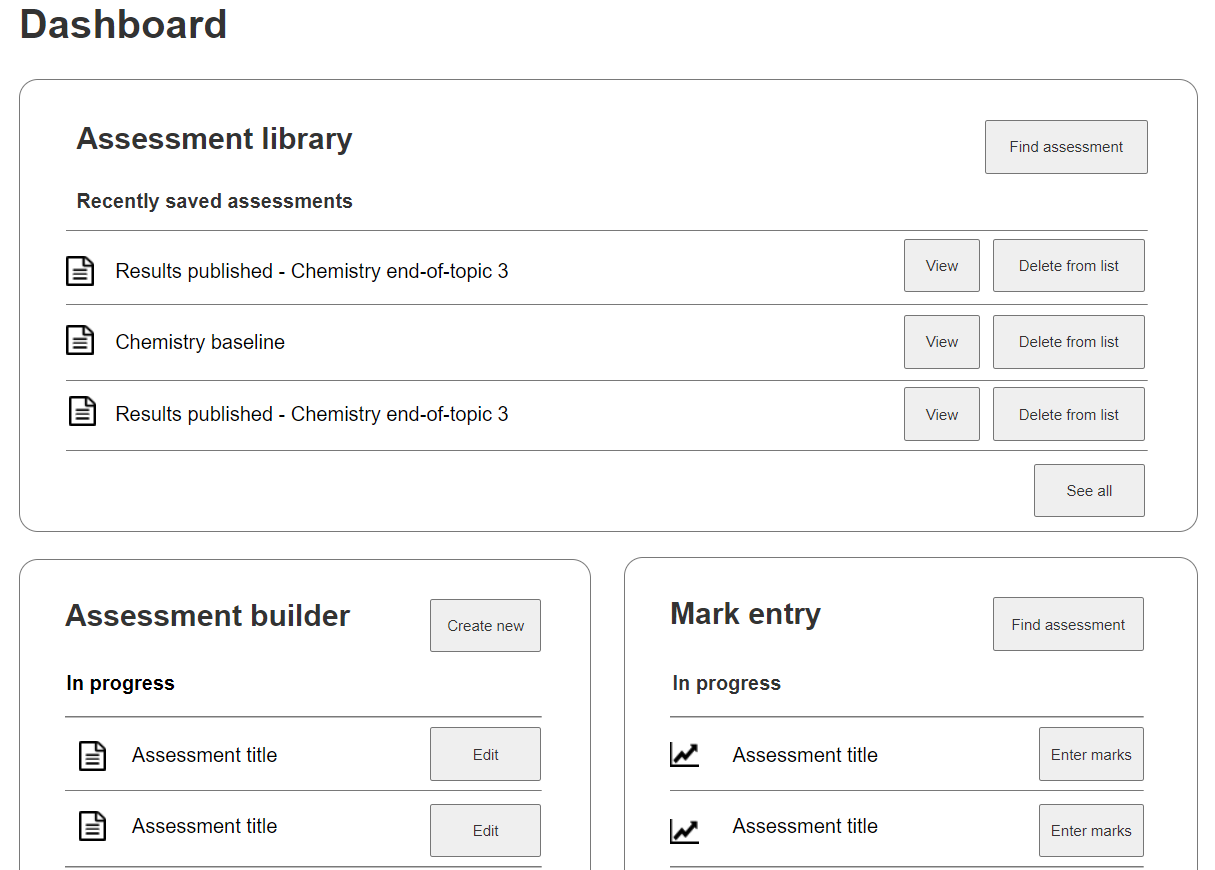 Assessment dashboard
