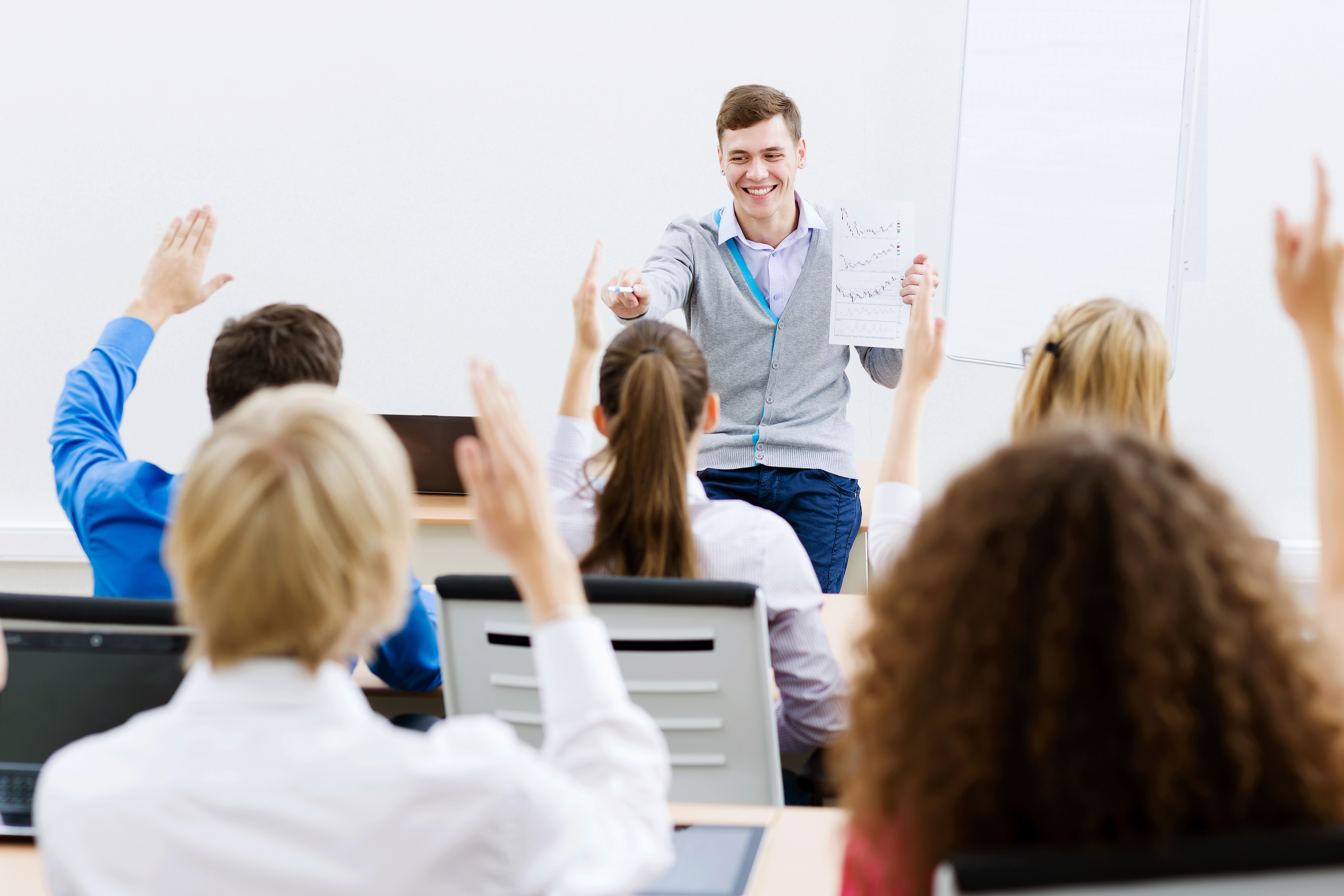 Teacher in front of students
